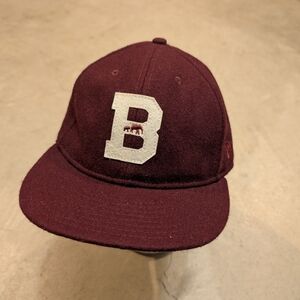 Brooklyn Circus New Era Maroon Hat Leather Strap Back Red Wool/Polyester